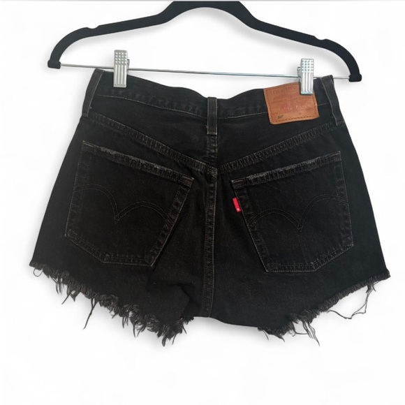 Levi's 501 Black Jean Shorts High Waisted Button Fly Size 25 - Picture 5 of 6